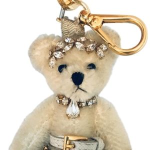 Prada White Renne Plush Teddy Bear Charm